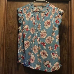 Daniel Rainn Floral Ruffle Blouse